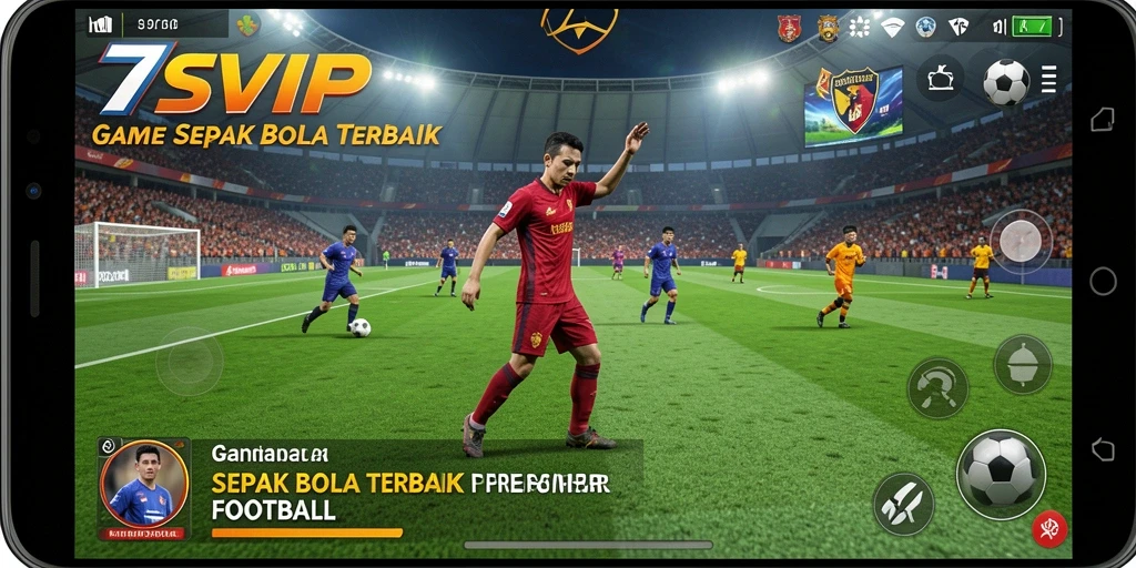 Gameplay menegangkan dalam 7SVIP yang menampilkan aksi sepak bola.