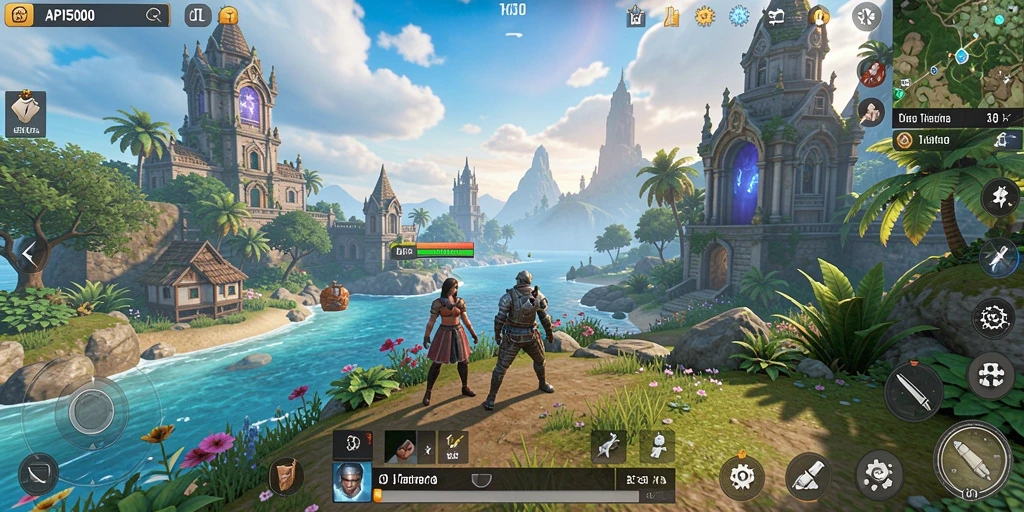 Tangkapan layar menunjukkan aksi eksplorasi dalam game Open World.