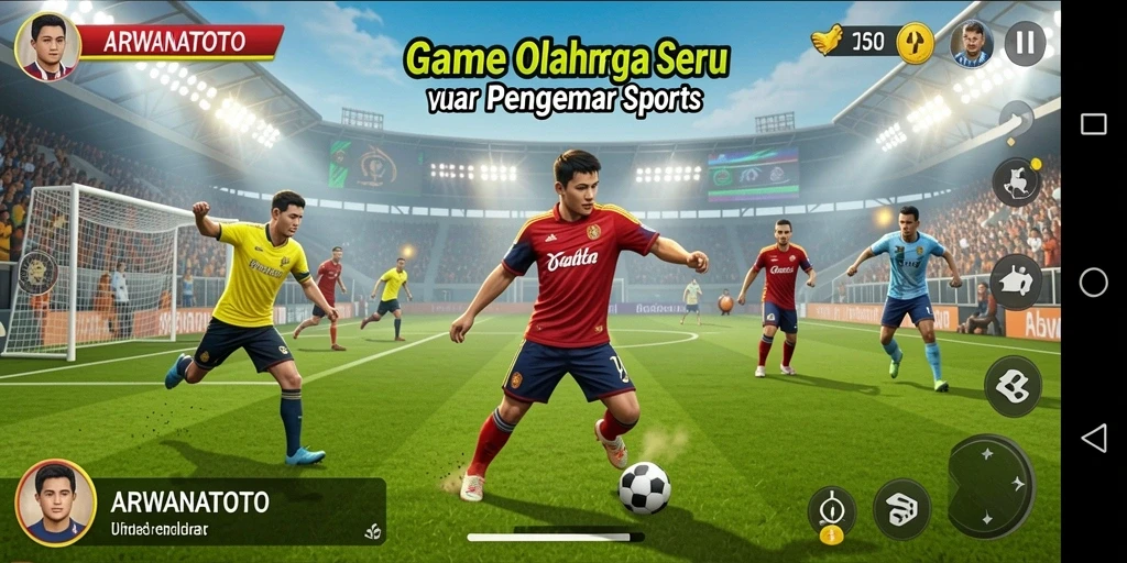Gameplay ARWANATOTO yang seru dan kompetitif di arena olahraga.