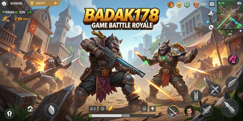 Tangkapan layar BADAK178 menampilkan aksi pertarungan seru dalam gameplay Battle Royale.