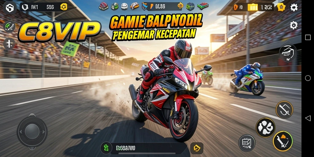 Tampilan gameplay C8VIP yang mendebarkan di lintasan balap.