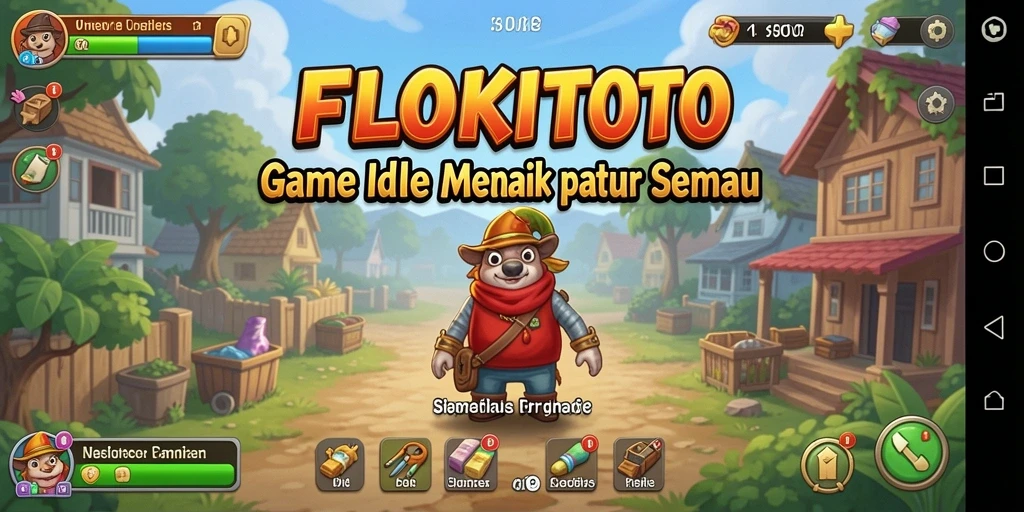 Screenshot gameplay <strong>FLOKITOTO</strong> menampilkan mekanisme pengumpulan sumber daya yang unik.