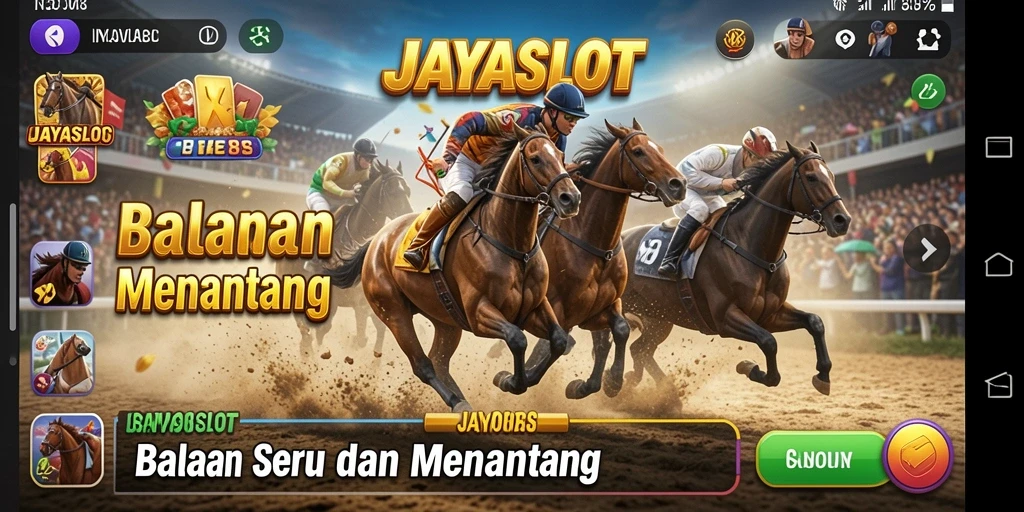 Gameplay seru JAYASLOT dengan balapan yang menegangkan.